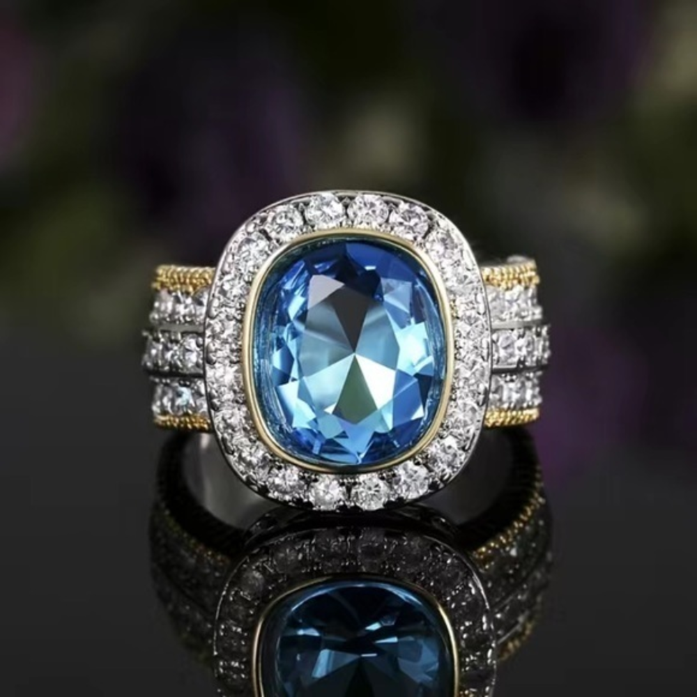 Shines‎ chunked band silver plated blue topez
